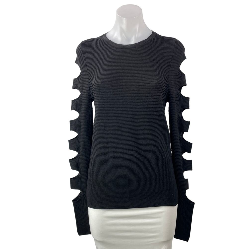 Skull Cashmere Women's Black Long Sleeves Cutout Ribbed Knit Sweater Top Size M
